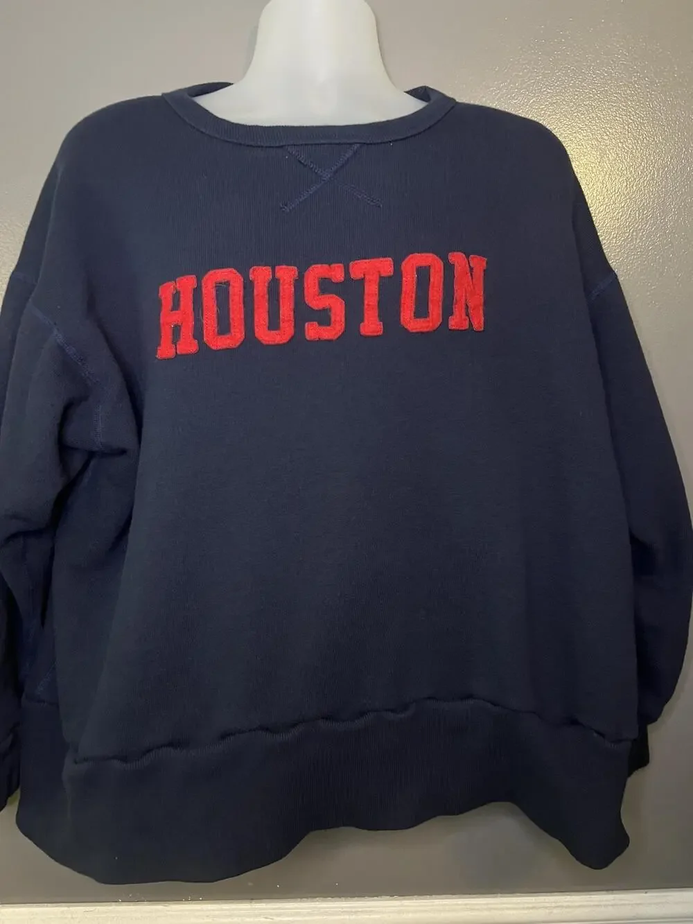 Ebbets Field Flannels Sweatshirt Mens 2XL Blue Houston Graphic USA Made Pullover